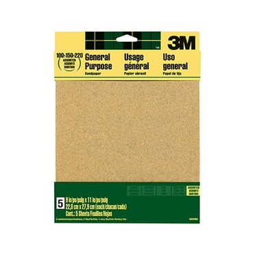 Very Fine Grit 5-Sheet 9-Inch by 11-Inch 3M Garnet Sandpaper